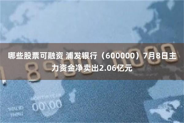 哪些股票可融资 浦发银行（600000）7月8日主力资金净卖出2.06亿元