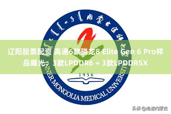 辽阳股票配资 高通6款骁龙8 Elite Gen 6 Pro样品曝光：3款LPDDR6 + 3款LPDDR5X