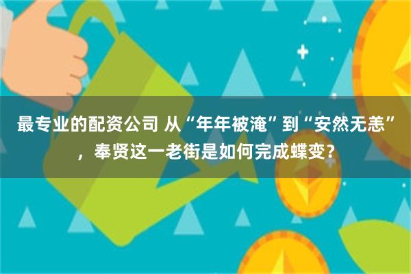 最专业的配资公司 从“年年被淹”到“安然无恙”，奉贤这一老街是如何完成蝶变？