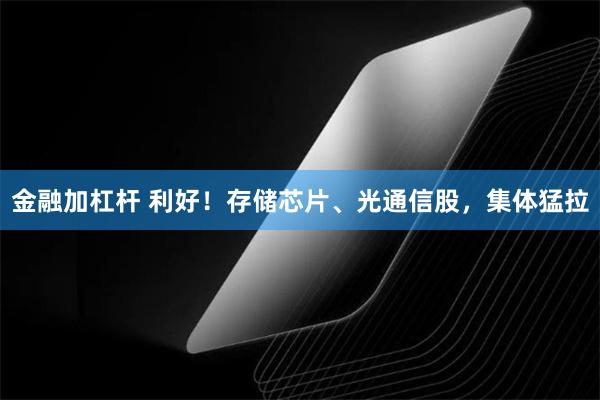 金融加杠杆 利好！存储芯片、光通信股，集体猛拉