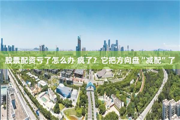 股票配资亏了怎么办 疯了？它把方向盘“减配”了