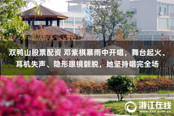 双鸭山股票配资 邓紫棋暴雨中开唱，舞台起火、耳机失声、隐形眼镜翻脱，她坚持唱完全场